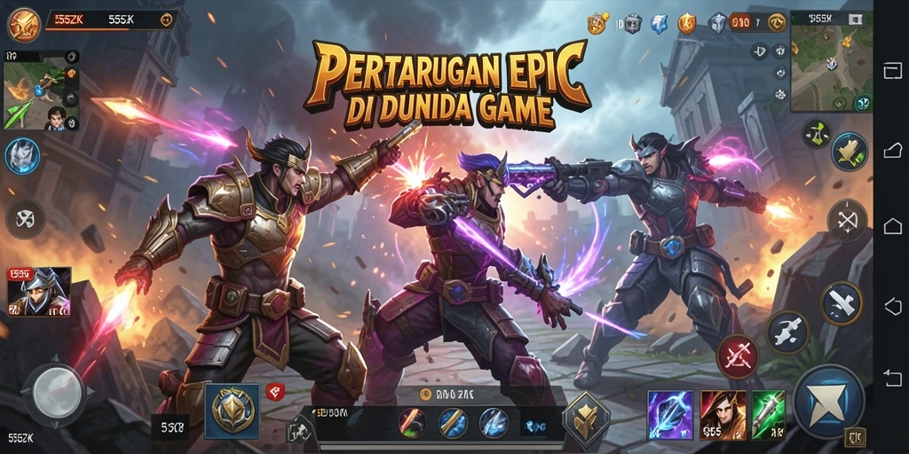 Tampilan gameplay seru dalam pertarungan karakter 555ZK.