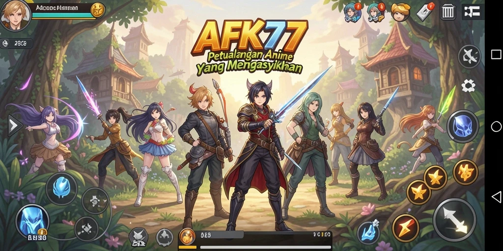 Tampilan gameplay <strong>AFK77</strong> yang menakjubkan dan penuh warna.