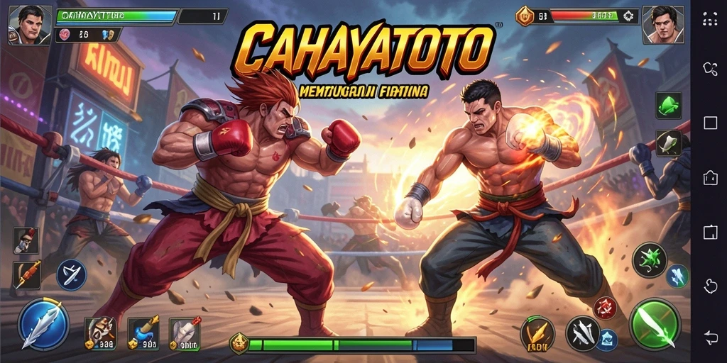 Tampilan seru pertarungan dalam CAHAYATOTO dengan karakter dinamis.