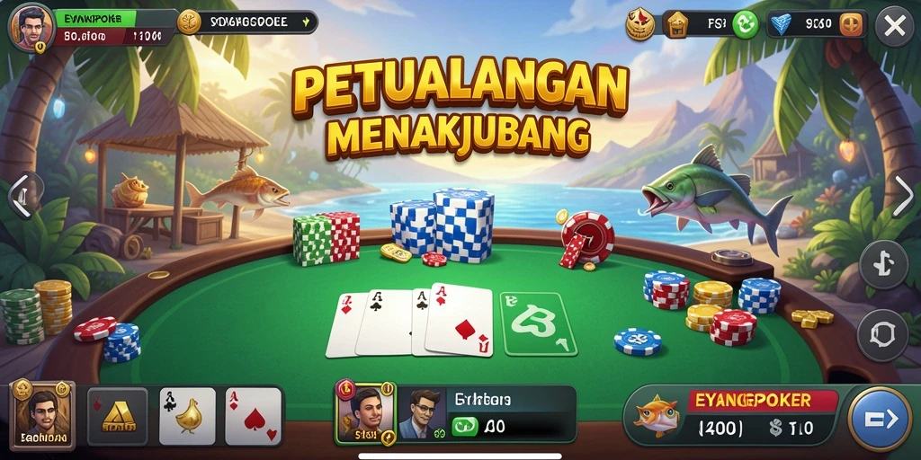 Tampilan gameplay <strong>EYANGPOKER</strong> saat menangkap ikan di lokasi menakjubkan.