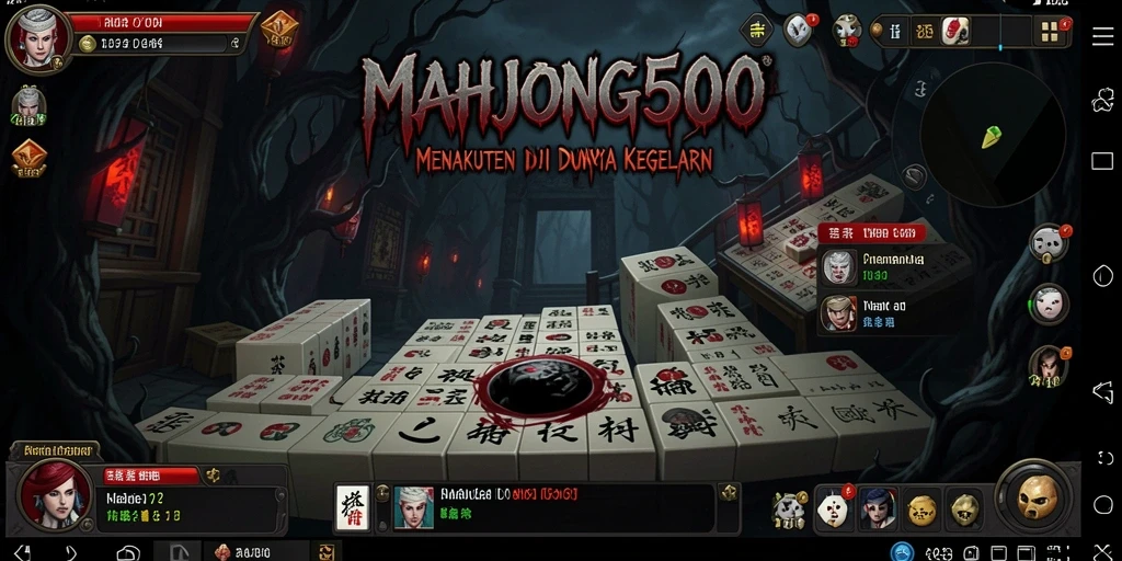 Tampilan gameplay MAHJONG500 yang mencekam dan seram.