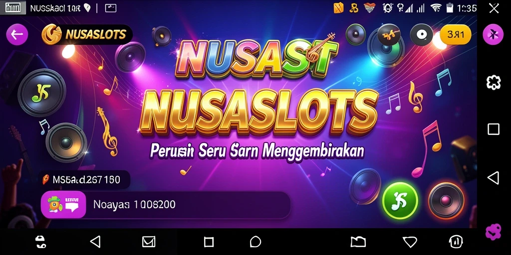 Tampilan gameplay seru NUSASLOTS dengan musik yang menggembirakan.
