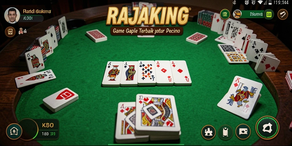 Tampilan gameplay seru dalam RAJAKING, permainan gaple yang memikat.