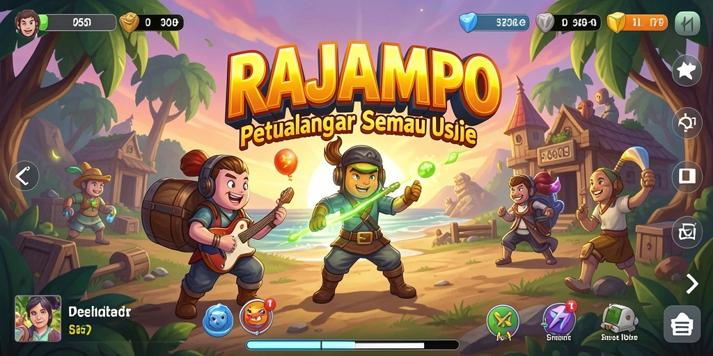 Screenshot utama RAJAMPO menampilkan aksi seru dalam gameplay Arcade.